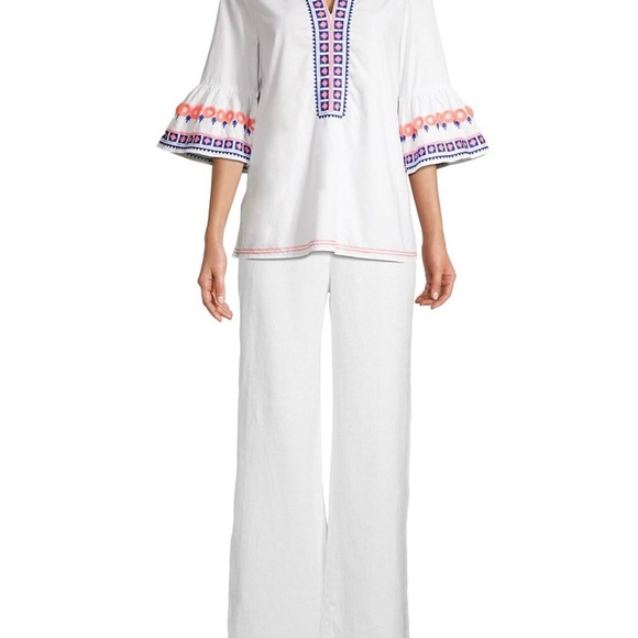 NWT Lilly Pulitzer Rissa Tunic Top White Embroidery Bohemian 100% Cotton Sz XL - Picture 7 of 15